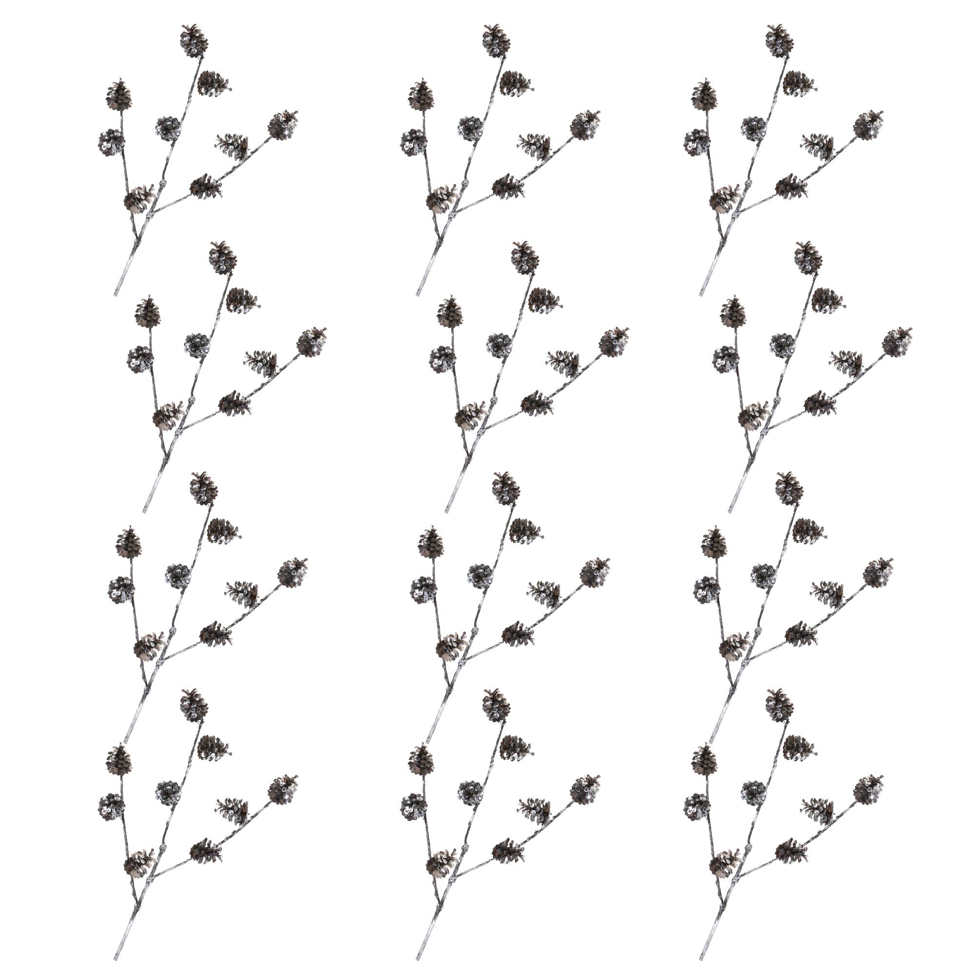 Brown Flocked Pinecone Spray, 12ct.